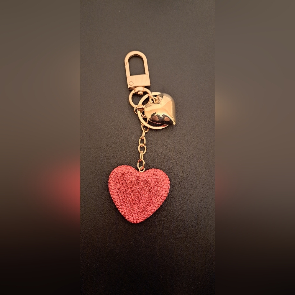 Heart-Shaped Keychain with Gold Accents NWOT